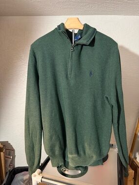 Polo by Ralph Lauren Men's Dark Green Quarter-Zip Knit Sweater
